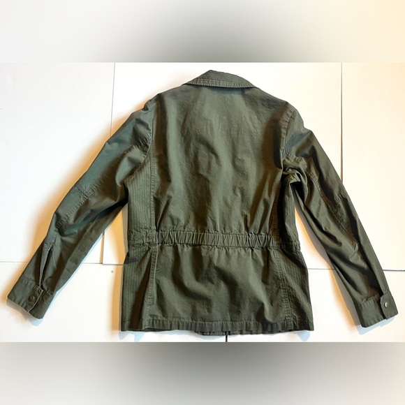 Love Tree Women’s Olive Green Utility Jacket Pockets Adjustable Waist Sz Medium - Picture 12 of 16